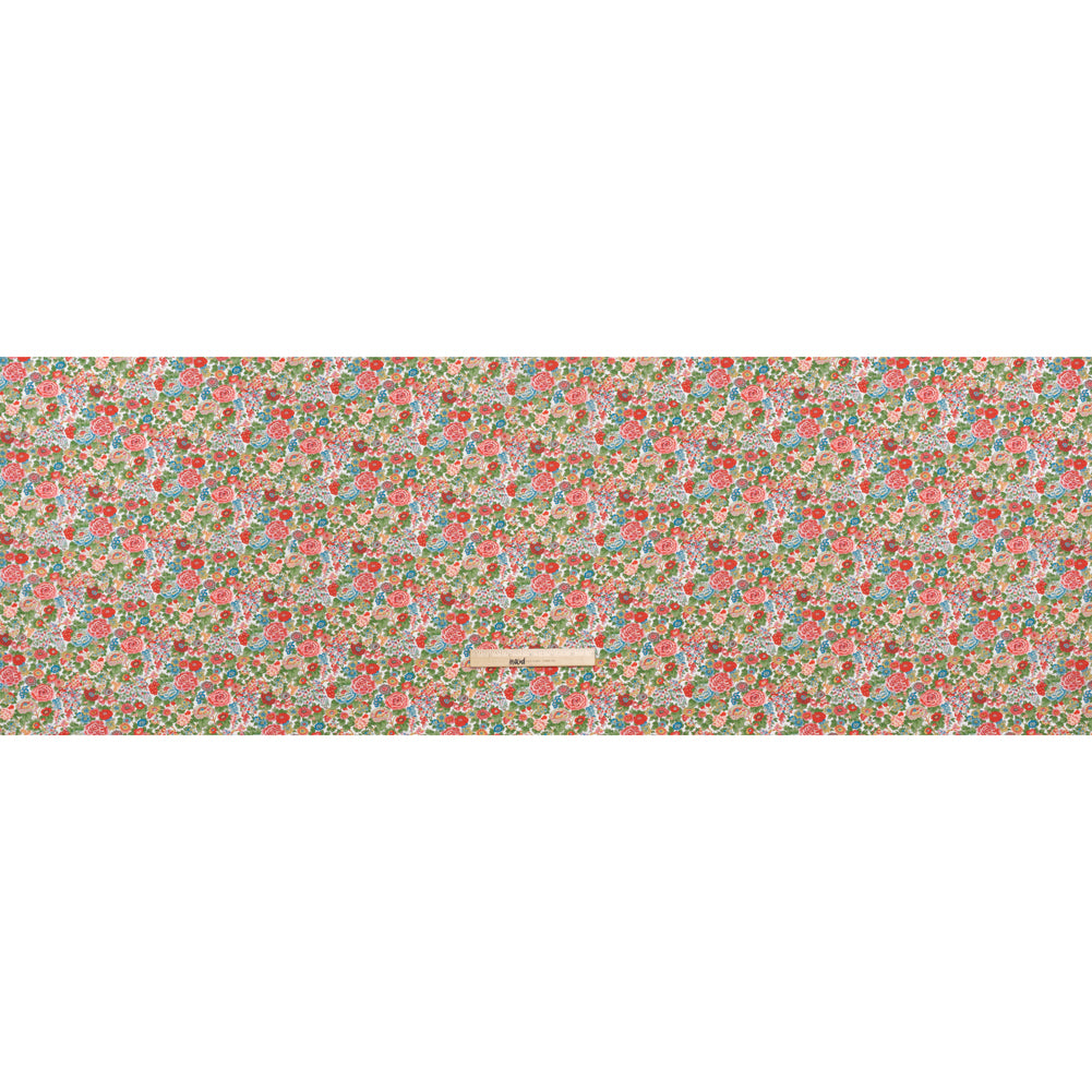Liberty Fabrics Tana Lawn® - Elysian Day Red - Red, Blue and Green Rosy Blooms Full