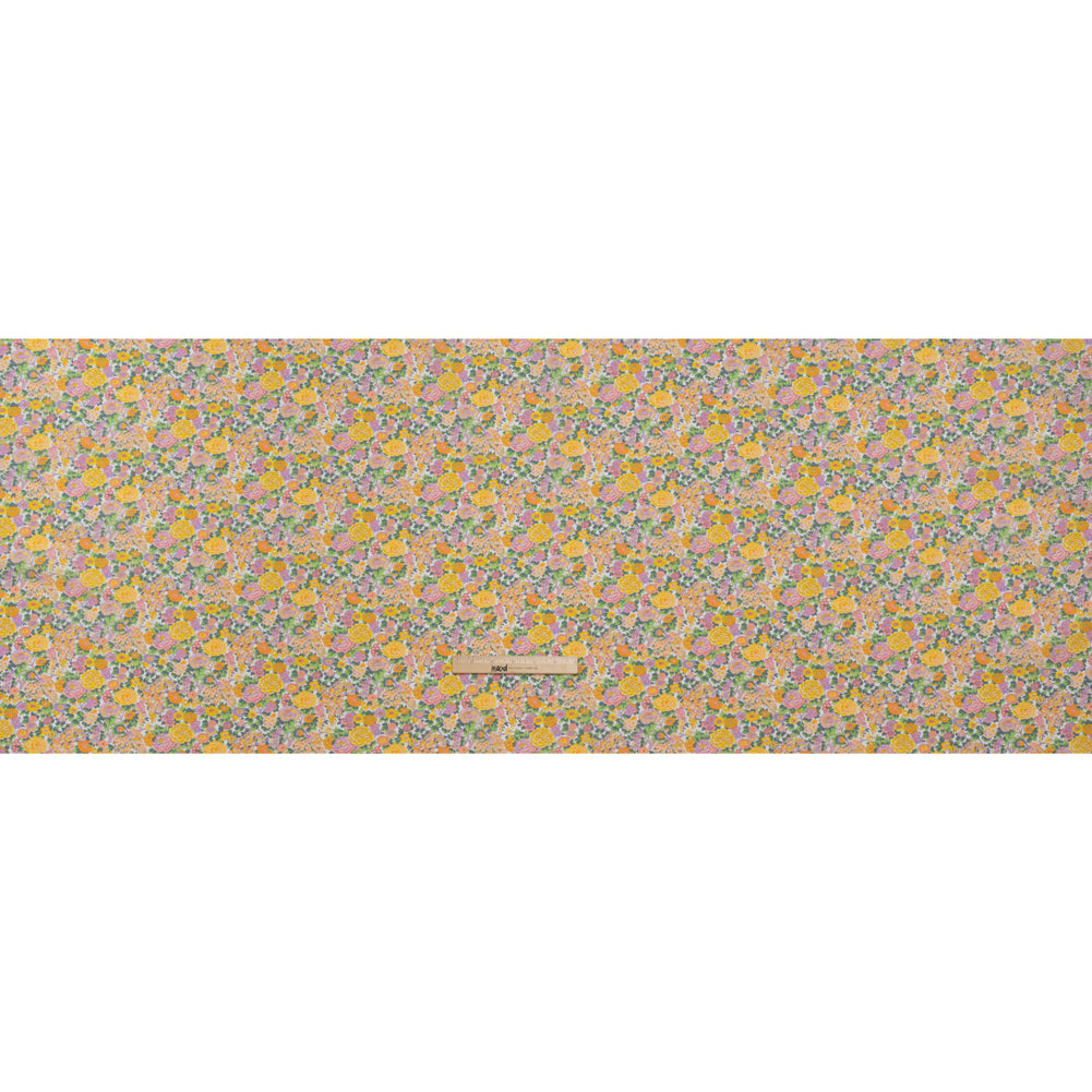 Liberty Fabrics Tana Lawn® - Elysian Day Yellow - Golden Yellow, Light Purple and Green Rosy Blooms - Full