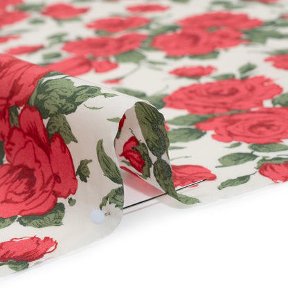 Liberty Fabrics Tana Lawn® - Carline Rose Red - Red, Green and White Rose Bouquets Detail