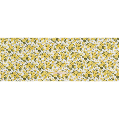 Liberty Fabrics Tana Lawn® - Carline Rose Yellow - Yellow, Green and White Rose Bouquets