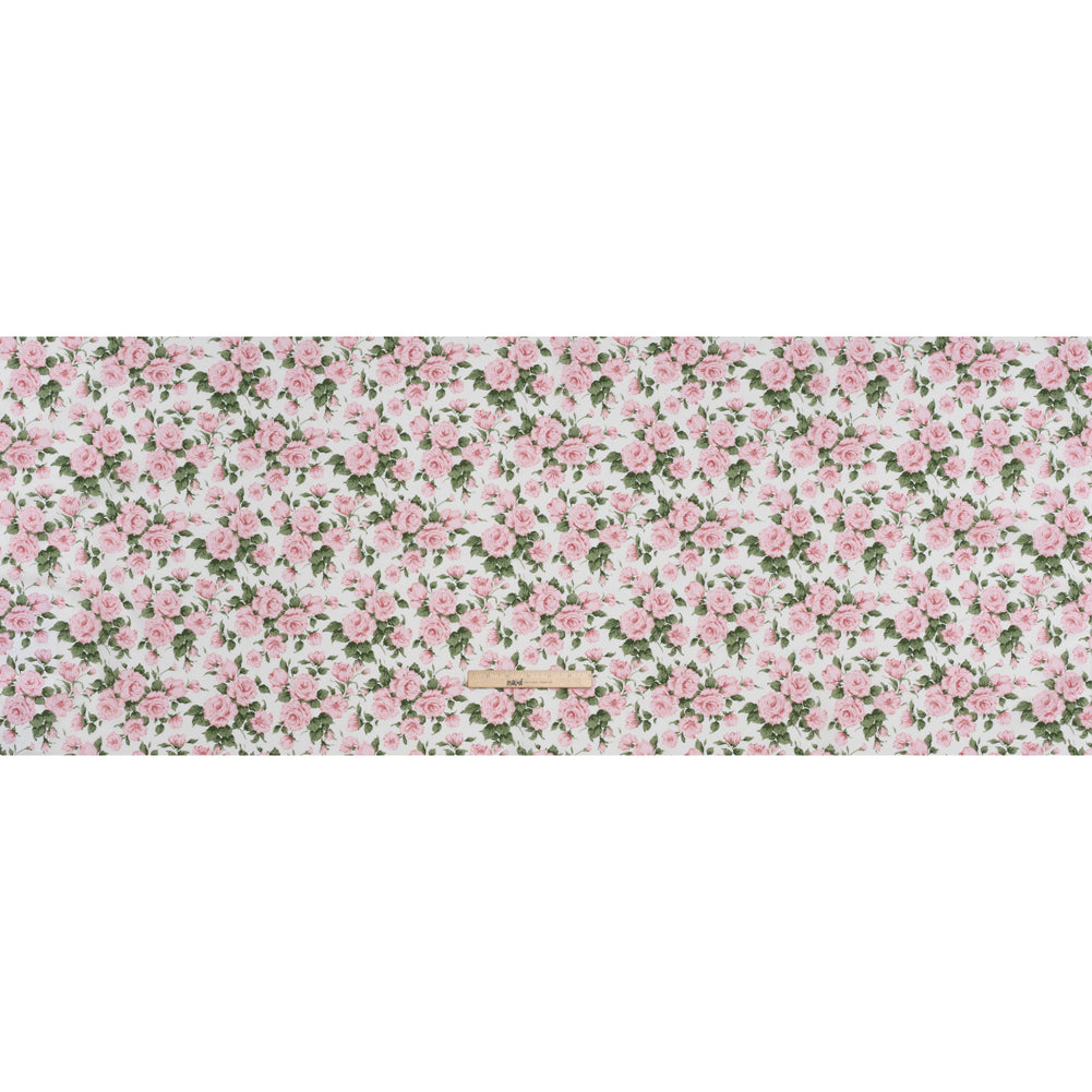 Liberty Fabrics Tana Lawn® - Carline Rose Light Pink - Pale Pink, Green and White Rose Bouquets - Full