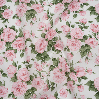 Liberty Fabrics Tana Lawn® - Carline Rose Light Pink - Pale Pink, Green and White Rose Bouquets