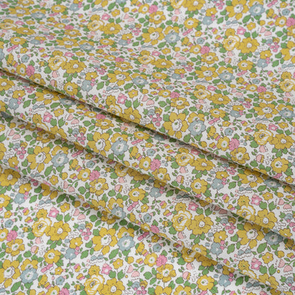Liberty Fabrics Tana Lawn® - Betsy Ann Yellow - Light Yellow, Pink and Green Floral