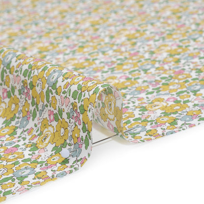 Liberty Fabrics Tana Lawn® - Betsy Ann Yellow - Light Yellow, Pink and Green Floral