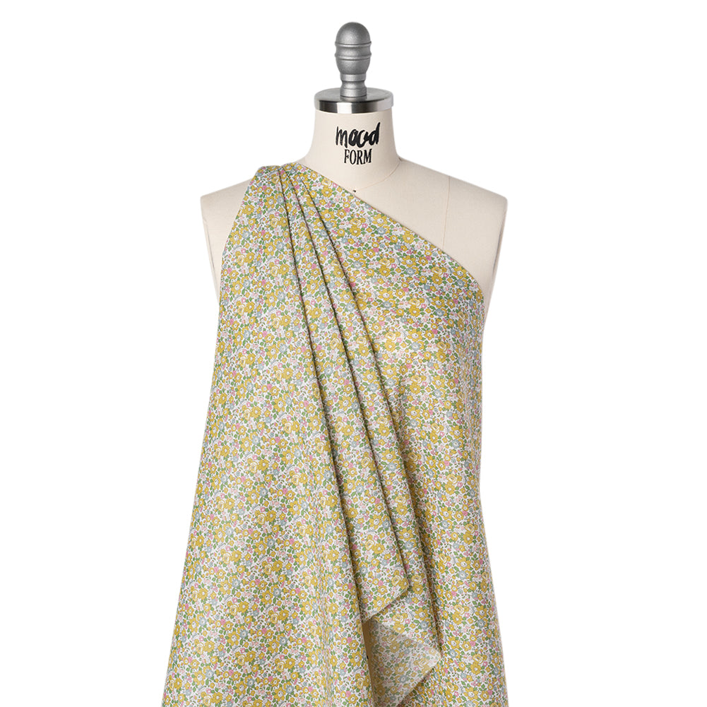 Liberty Fabrics Tana Lawn® - Betsy Ann Yellow - Light Yellow, Pink and Green Floral - Drape