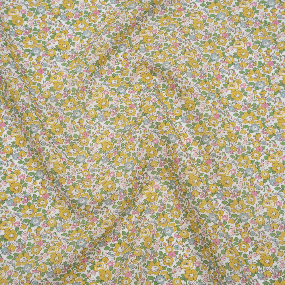 Liberty Fabrics Tana Lawn® - Betsy Ann Yellow - Light Yellow, Pink and Green Floral