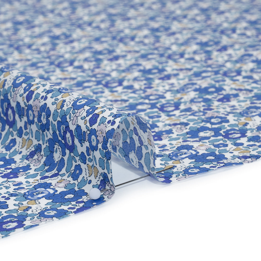 Liberty Fabrics Tana Lawn® - Betsy Ann Blue - Blue, Teal and Orange Floral Detail