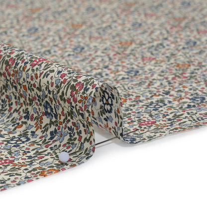 Liberty Fabrics Tana Lawn® - Katie and Millie Multi Neutral - Blue, Pink and Olive Green Little Florals Detail