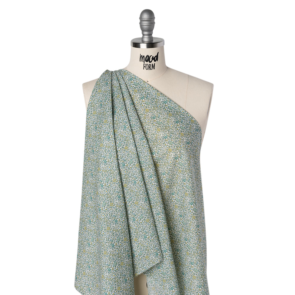 Liberty Fabrics Tana Lawn® - Katie and Millie Green - Teal, Chartreuse and Olive Green Little Florals - Drape