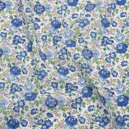 Liberty Fabrics Tana Lawn® - Felicite Blue - Blue, Pink and Mint Green Little Roses
