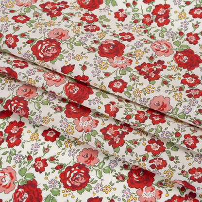 Liberty Fabrics Tana Lawn® - Felicite Red - Red, Pink and Sage Green Little Roses