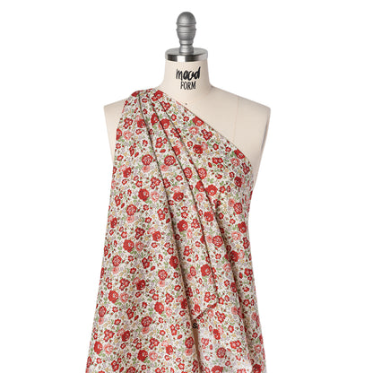 Liberty Fabrics Tana Lawn® - Felicite Red - Red, Pink and Sage Green Little Roses