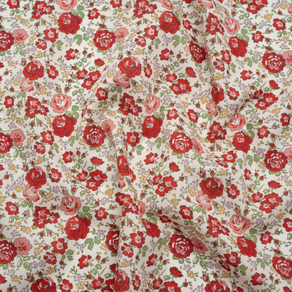 Liberty Fabrics Tana Lawn® - Felicite Red - Red, Pink and Sage Green Little Roses
