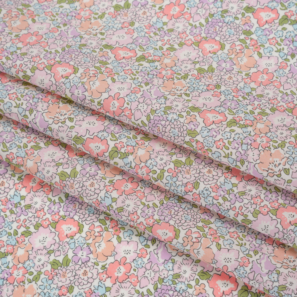 Liberty Fabrics Tana Lawn® - Michelle Light Pink - Baby Pink, Lavender and Light Blue Floral - Folded