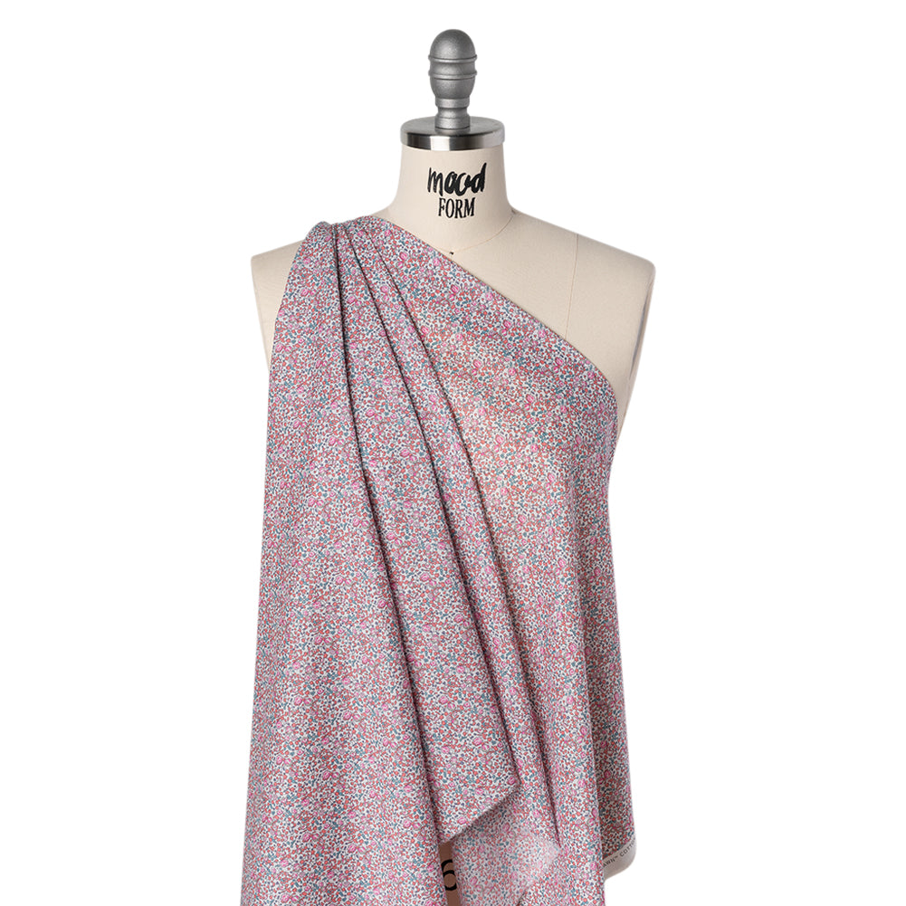 Liberty Fabrics Tana Lawn® - Michelle Eloise Bright Pink - Pink, Coral and Turquoise Little Floral Vines - Drape