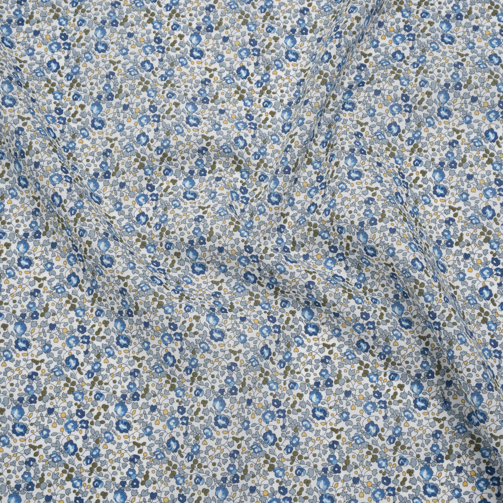 Liberty Fabrics Tana Lawn® - Michelle Eloise Blue - Blue and Olive Green Little Floral Vines