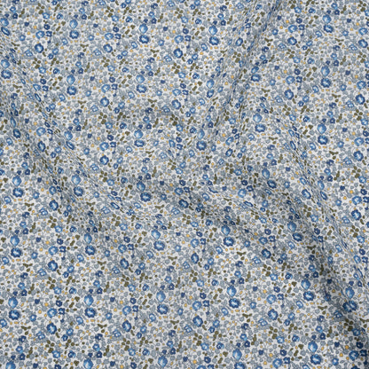 Liberty Fabrics Tana Lawn® - Michelle Eloise Blue - Blue and Olive Green Little Floral Vines