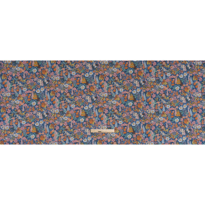 Liberty Fabrics Tana Lawn® - Ciara Dark Blue - Muted Blue, Dark Orange and Rose Pink Flower Garden Full