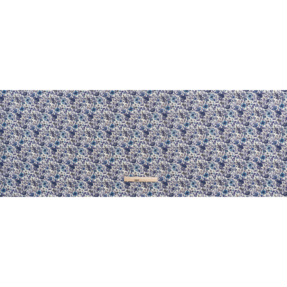 Liberty Fabrics Tana Lawn® - Rachel Blue - Indigo, Sky Blue and Lavender Flowers and Foliage - Full