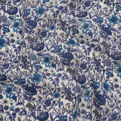 Liberty Fabrics Tana Lawn® - Rachel Blue - Indigo, Sky Blue and Lavender Flowers and Foliage