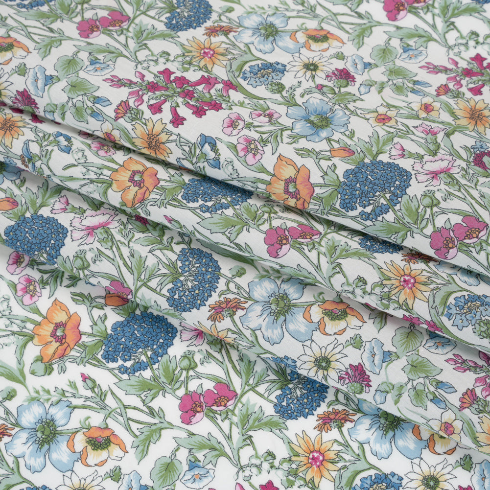 Liberty Fabrics Tana Lawn® - Rachel Multi Pastel - LIght Blue, Pink and Green Flowers and Foliage - Folded