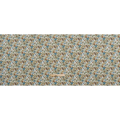 Liberty Fabrics Tana Lawn® - Rachel Multi Neutral - Sky Blue, Olive Green and Brick Red Flowers and Foliage Full