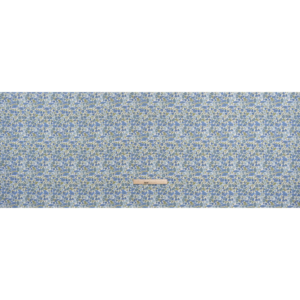 Liberty Fabrics Tana Lawn® - Poppy & Daisy Blue - Sky Blue, Country Blue and Sage Green Fine Lined Illustrated Florals - Full