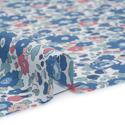 Liberty Fabrics Tana Lawn® - Betsy Blue - Country Blue, Pink and Baby Blue Floral Detail