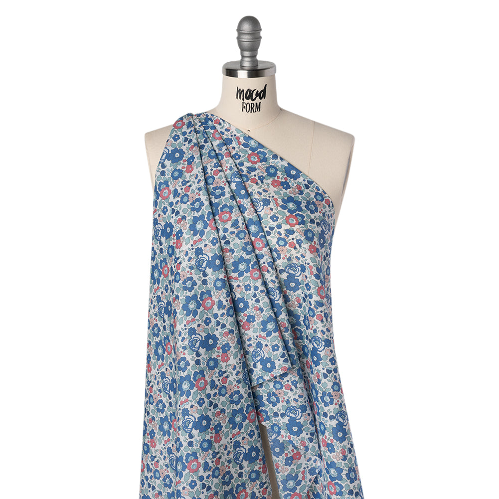 Liberty Fabrics Tana Lawn® - Betsy Blue - Country Blue, Pink and Baby Blue Floral Drape