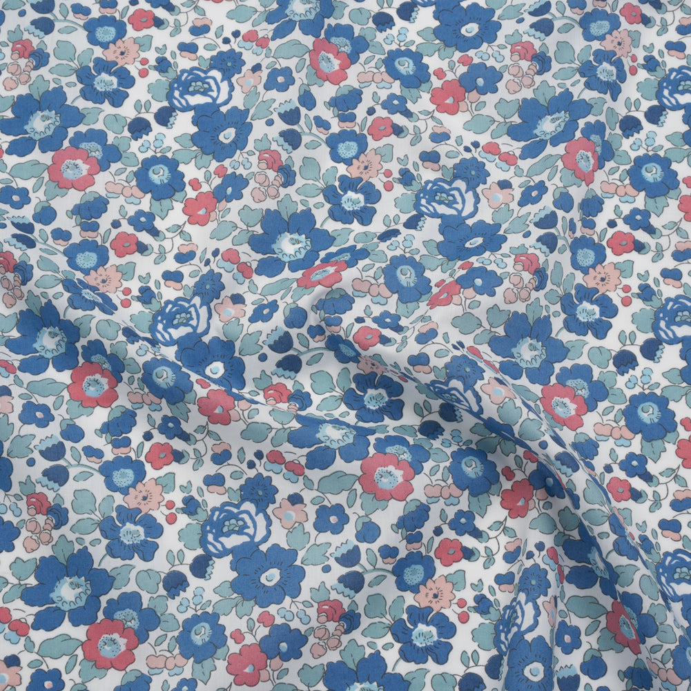 Liberty Fabrics Tana Lawn® - Betsy Blue - Country Blue, Pink and Baby Blue Floral