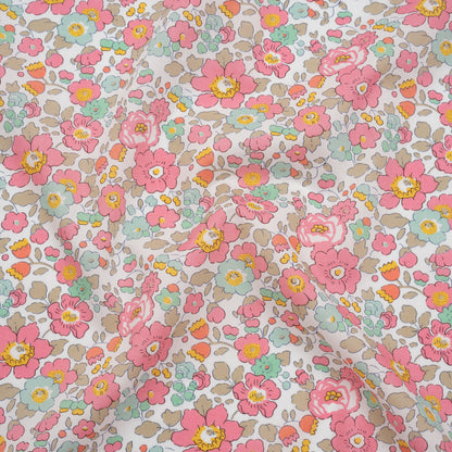Liberty Fabrics Tana Lawn® - Betsy Light Pink - Pink, Baby Blue and Greenish Beige Floral