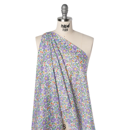 Liberty Fabrics Tana Lawn® - Betsy Purple - Lavender, Baby Blue and Emerald Green Floral