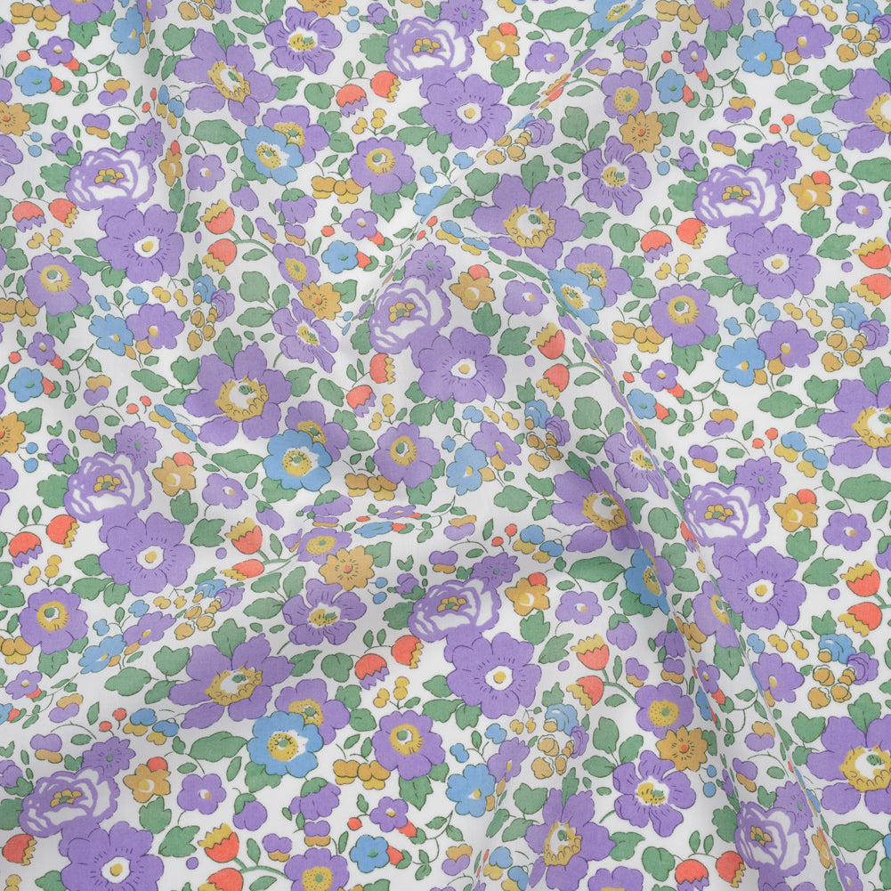 Liberty Fabrics Tana Lawn® - Betsy Purple - Lavender, Baby Blue and Emerald Green Floral