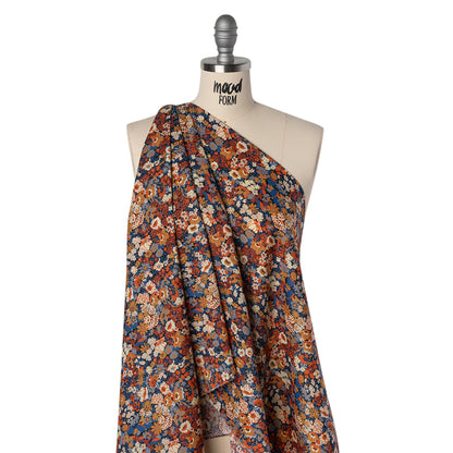 Liberty Fabrics Tana Lawn® - Thorpe Red Burgundy - Dark Red, Orange and Blue Dense Floral