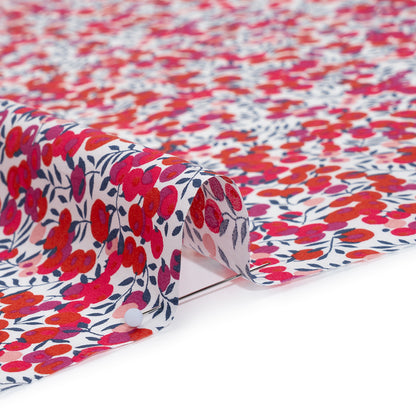 Liberty Fabrics Tana Lawn® - Wiltshire Pink - Pink, Red and Blue Leaves and Berries Detail