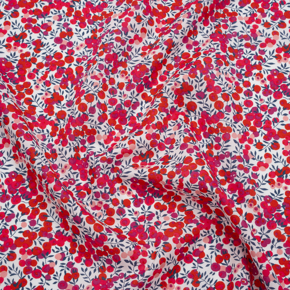 Liberty Fabrics Tana Lawn® - Wiltshire Pink - Pink, Red and Blue Leaves and Berries