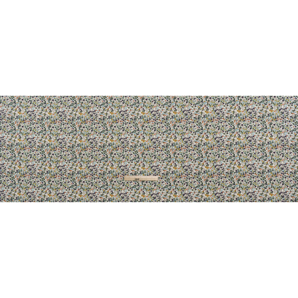 Liberty Fabrics Tana Lawn® - Wiltshire Green - Olive, Sky Blue and Brown Leaves and Berries Full