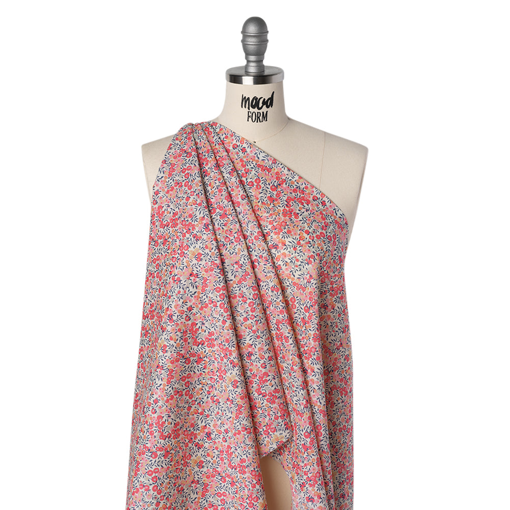 Liberty Fabrics Tana Lawn® - Wiltshire Light Pink - Baby Pink, Coral and Blue Leaves and Berries