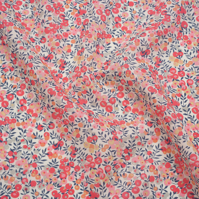 Liberty Fabrics Tana Lawn® - Wiltshire Light Pink - Baby Pink, Coral and Blue Leaves and Berries
