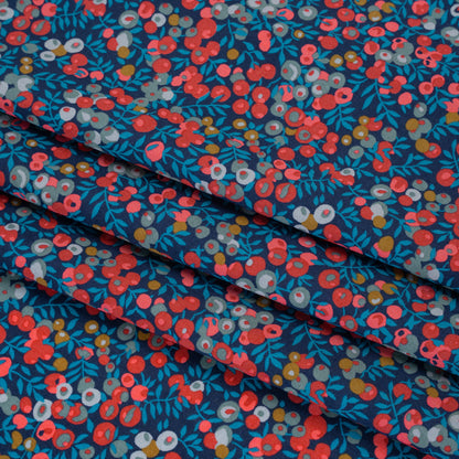 Liberty Fabrics Tana Lawn® - Wiltshire Dark Blue - Navy, Red and Blue Leaves and Berries