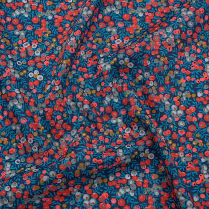 Liberty Fabrics Tana Lawn® - Wiltshire Dark Blue - Navy, Red and Blue Leaves and Berries