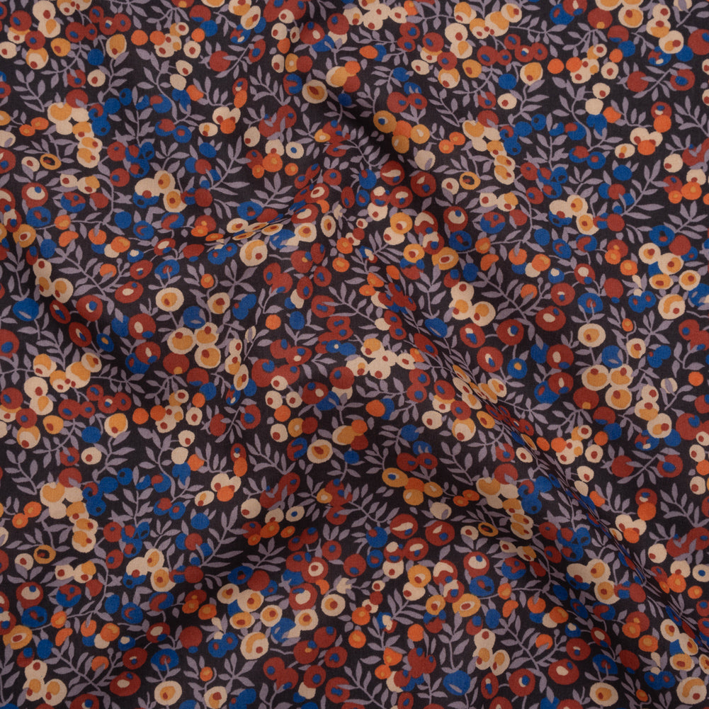Liberty Fabrics Tana Lawn® - Wiltshire Rust - Rust Red, Orange and Blue Leaves and Berries