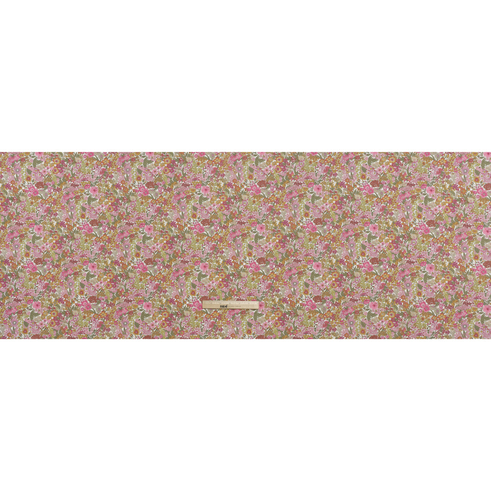 Liberty Fabrics Tana Lawn® - Margaret Annie Light Pink - Baby Pink, Light Orange and Sage Green Hand Drawn Florals Full