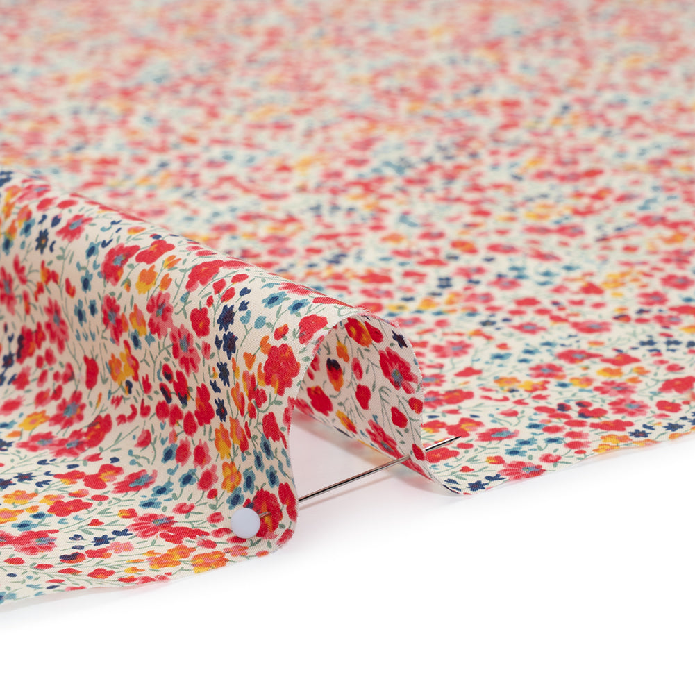 Liberty Fabrics Tana Lawn® - Phoebe Pink - Red, Pink and Blue Little Flowers - Detail
