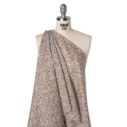 Liberty Fabrics Tana Lawn® - Phoebe Brown - Golden Brown, Russet and Blue Little Flowers