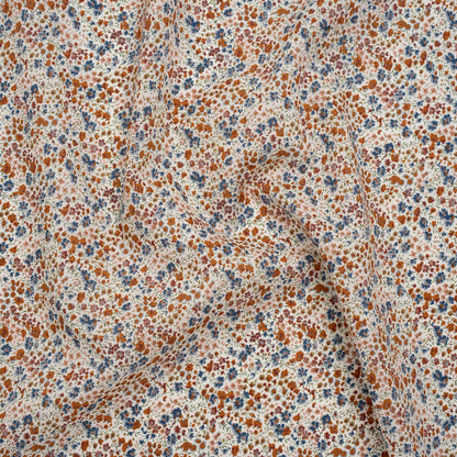 Liberty Fabrics Tana Lawn® - Phoebe Brown - Golden Brown, Russet and Blue Little Flowers