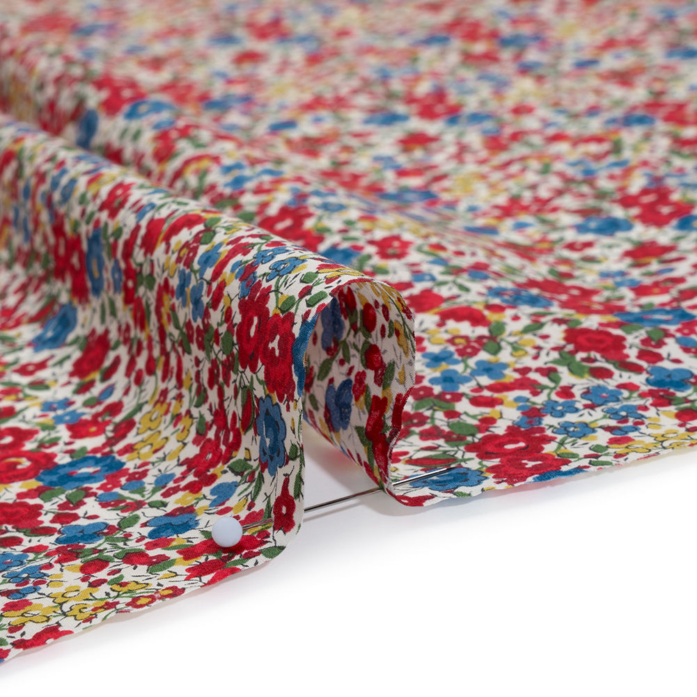Liberty Fabrics Tana Lawn® - Emma and Georgina Red, Blue and Yellow Floral - Detail