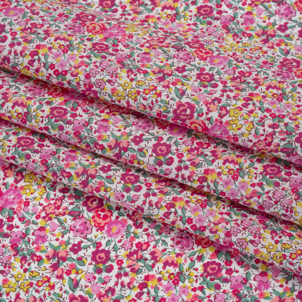 Liberty Fabrics Tana Lawn® - Emma and Georgina Pink - Nany Pink, Yellow and Green Floral