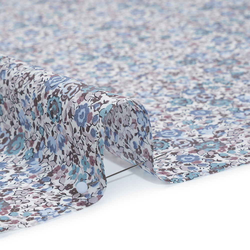 Liberty Fabrics Tana Lawn® - Emma and Georgina Light Blue - Pastel Blue, Sky and Taupe Floral - Detail