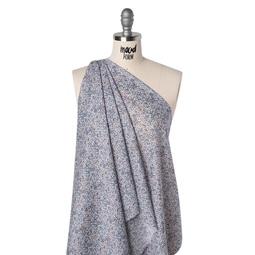 Liberty Fabrics Tana Lawn® - Emma and Georgina Light Blue - Pastel Blue, Sky and Taupe Floral - Drape